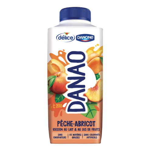 Boisson au jus de pêche abricot et lait danao