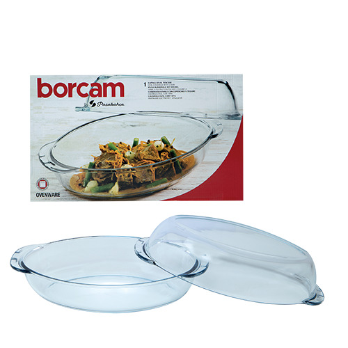 Plat à four en verre avec couvercle