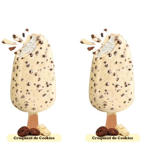 2 glaces stick cookies croquant