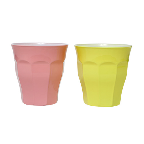 Set de 4 verres jaune et rose