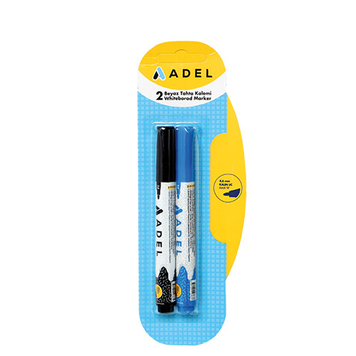 Blister de 2 marqueurs noir et bleu